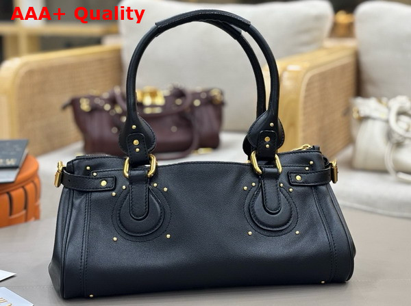 Chloe Paddington Bag in Black Grained Leather Replica