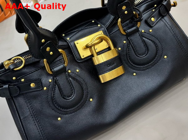 Chloe Paddington Bag in Black Grained Leather Replica