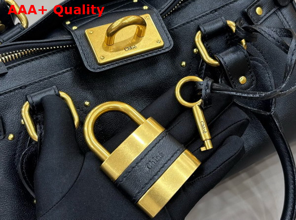 Chloe Paddington Bag in Black Grained Leather Replica