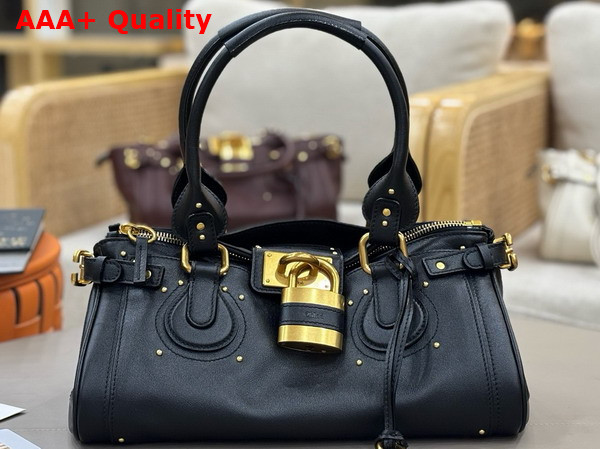 Chloe Paddington Bag in Black Grained Leather Replica