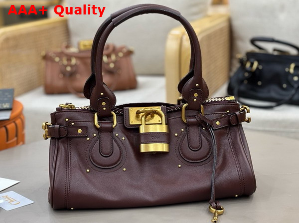 Chloe Paddington Bag in Crafty Grenat Leather Replica