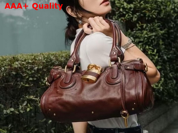 Chloe Paddington Bag in Crafty Grenat Leather Replica