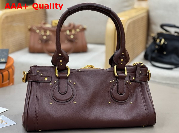 Chloe Paddington Bag in Crafty Grenat Leather Replica