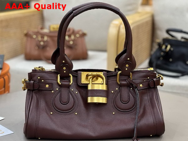 Chloe Paddington Bag in Crafty Grenat Leather Replica