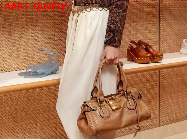 Chloe Paddington Bag in Mustang Brown Grained Leather Replica