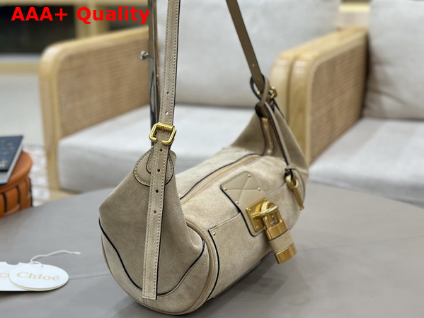 Chloe Paddington Crossbody Bag in Suede Leather Dusty Beige Replica