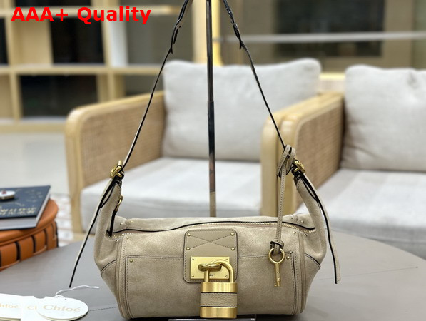 Chloe Paddington Crossbody Bag in Suede Leather Dusty Beige Replica