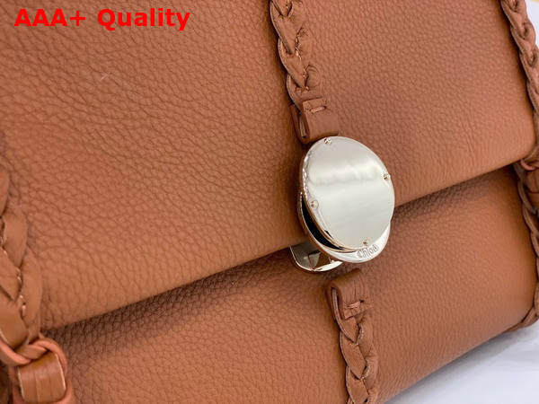 Chloe Penelope Medium Soft Shoulder Bag in Caramel Grained Calfskin with Leather Braids Replica