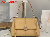 Chloe Penelope Medium Soft Shoulder Bag in Milky Brown Grained Calfskin with Leather Braids Replica