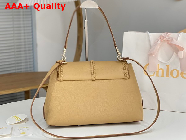 Chloe Penelope Medium Soft Shoulder Bag in Milky Brown Grained Calfskin with Leather Braids Replica