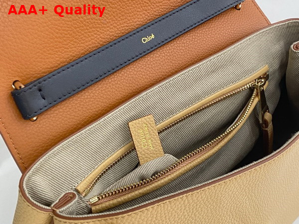Chloe Penelope Medium Soft Shoulder Bag in Milky Brown Grained Calfskin with Leather Braids Replica
