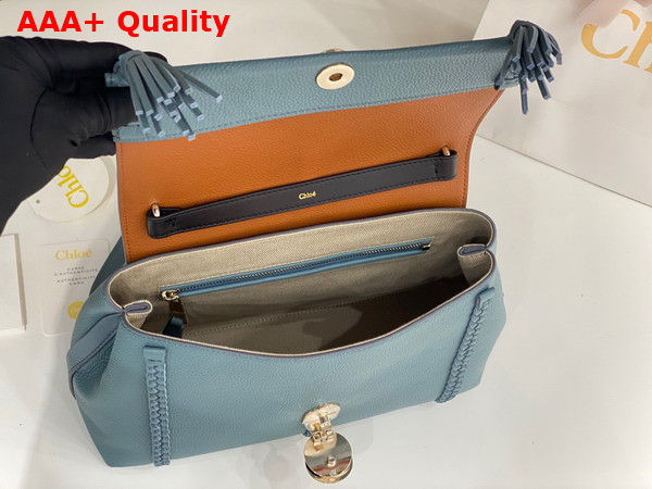 Chloe Penelope Medium Soft Shoulder Bag in Storm Blue Grained Calfskin with Leather Braids Replica