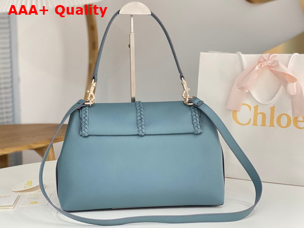 Chloe Penelope Medium Soft Shoulder Bag in Storm Blue Grained Calfskin with Leather Braids Replica