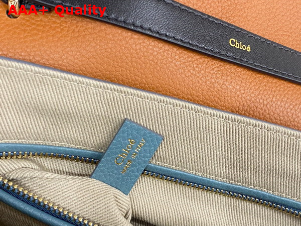 Chloe Penelope Medium Soft Shoulder Bag in Storm Blue Grained Calfskin with Leather Braids Replica