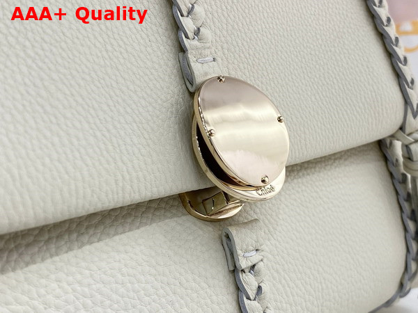 Chloe Penelope Medium Soft Shoulder Bag in White Grained Calfskin with Leather Braids Replica