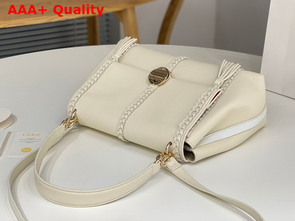 Chloe Penelope Medium Soft Shoulder Bag in White Grained Calfskin with Leather Braids Replica
