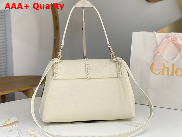 Chloe Penelope Medium Soft Shoulder Bag in White Grained Calfskin with Leather Braids Replica