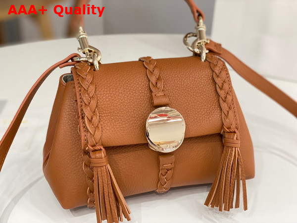 Chloe Penelope Mini Soft Shoulder Bag in Caramel Grained Calfskin with Leather Braids Replica