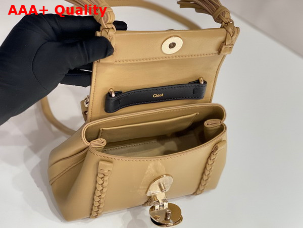 Chloe Penelope Mini Soft Shoulder Bag in Milky Brown Nappa Lambskin with Leather Braids Replica
