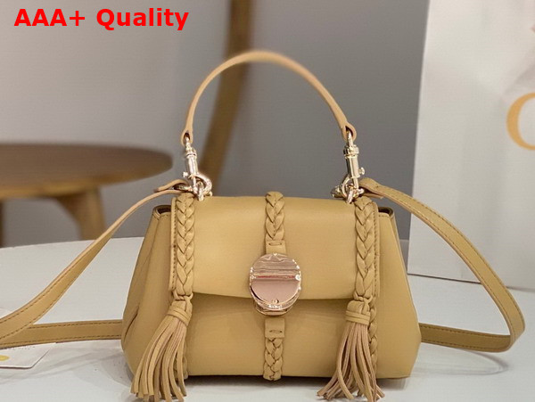 Chloe Penelope Mini Soft Shoulder Bag in Milky Brown Nappa Lambskin with Leather Braids Replica