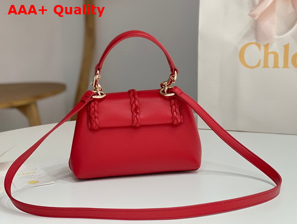 Chloe Penelope Mini Soft Shoulder Bag in Red Nappa Lambskin with Leather Braids Replica