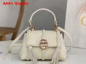 Chloe Penelope Mini Soft Shoulder Bag in White Grained Calfskin with Leather Braids Replica