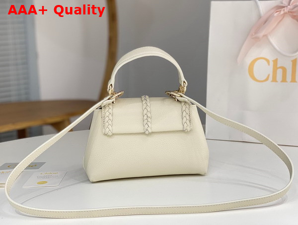 Chloe Penelope Mini Soft Shoulder Bag in White Grained Calfskin with Leather Braids Replica