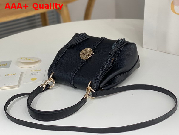 Chloe Penelope Small Soft Shoulder Bag in Black Grained Calfskin with Leather Braids Replica