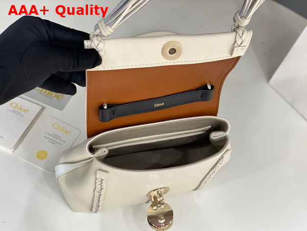 Chloe Penelope Small Soft Shoulder Bag in White Grained Calfskin with Leather Braids Replica
