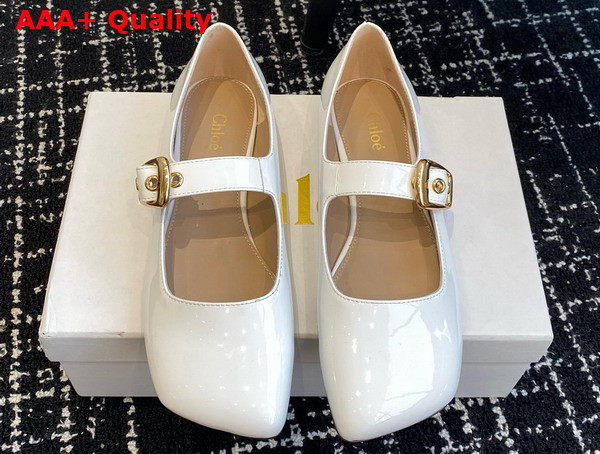 Chloe Polly Ballerina in Eggshell Patent Calfskin Replica