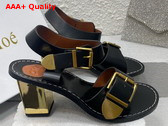 Chloe Rebecca Heeled Sandal in Black Cowhide Leather Replica