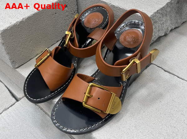 Chloe Rebecca Heeled Sandal in Luminous Ochre Cowhide Leather Replica