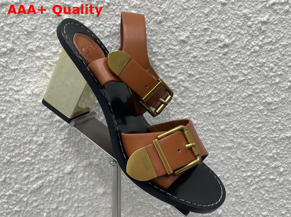 Chloe Rebecca Heeled Sandal in Luminous Ochre Cowhide Leather Replica
