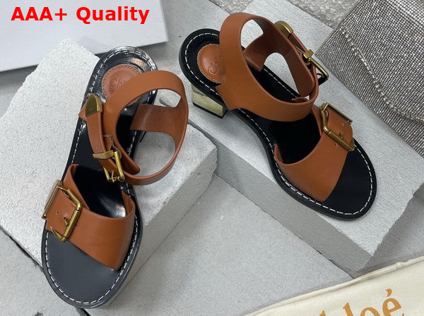 Chloe Rebecca Heeled Sandal in Luminous Ochre Cowhide Leather Replica