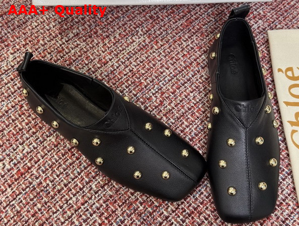 Chloe Rita Flat in Black Buffalo Leather Replica