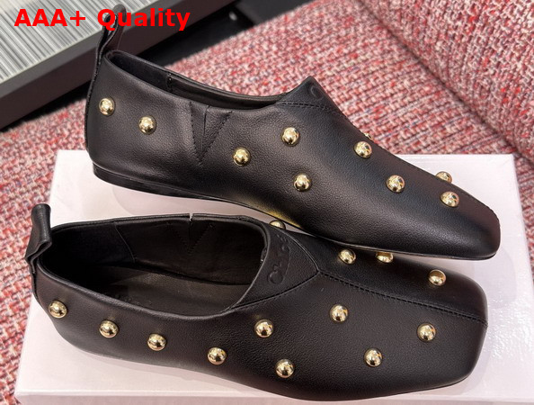 Chloe Rita Flat in Black Buffalo Leather Replica