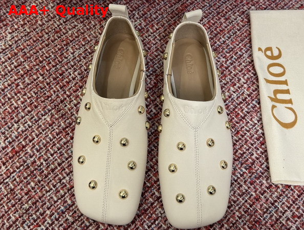 Chloe Rita Flat in Eggshell Buffalo Leather Replica