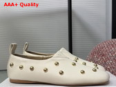 Chloe Rita Flat in Eggshell Buffalo Leather Replica