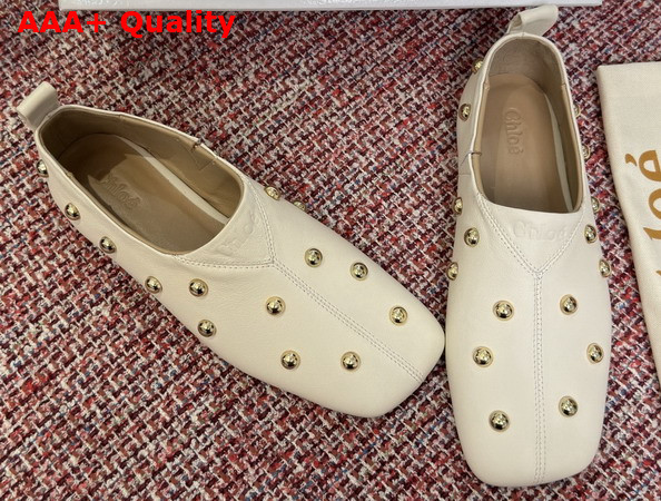 Chloe Rita Flat in Eggshell Buffalo Leather Replica