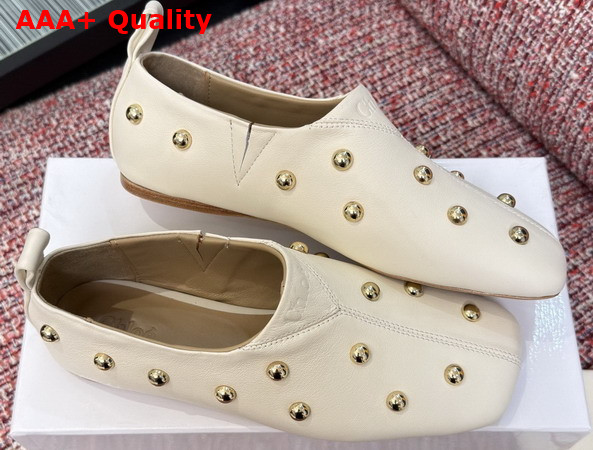 Chloe Rita Flat in Eggshell Buffalo Leather Replica