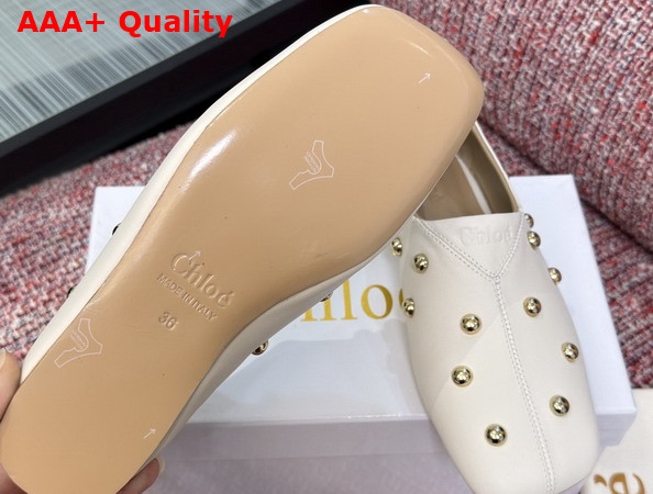 Chloe Rita Flat in Eggshell Buffalo Leather Replica