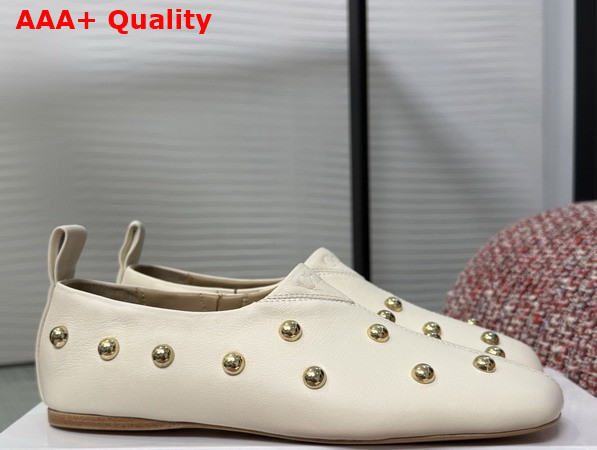 Chloe Rita Flat in Eggshell Buffalo Leather Replica