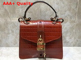 Chloe Small Aby Day Bag Croc Embossed Calfskin Chestnut Brown Replica