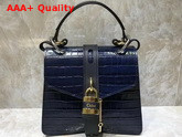 Chloe Small Aby Day Bag Croc Embossed Calfskin Full Blue Replica