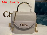 Chloe Small Aby Lock Bag Light Cloud Lizard Embossed Calfskin and Smooth Calfskin Replica