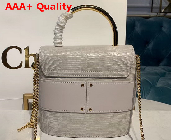 Chloe Small Aby Lock Bag Light Cloud Lizard Embossed Calfskin and Smooth Calfskin Replica