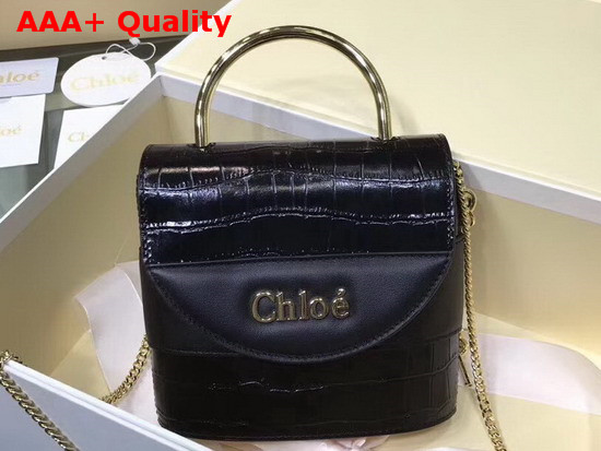 Chloe Small Aby Lock Bag in Black Croc Embossed Calfskin Replica