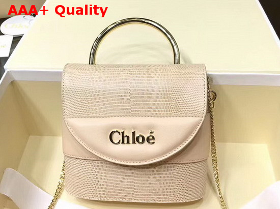 Chloe Small Aby Lock Chain Bag in Embossed Lizard Effect on Calfskin and Smooth Calfskin Delicate Pink Replica