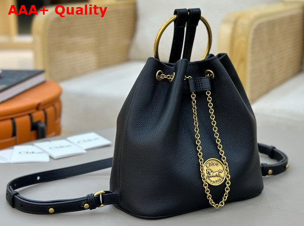 Chloe Small Bracelet Backpack in Black Grained Leather Replica