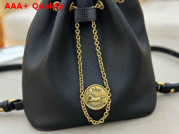 Chloe Small Bracelet Backpack in Black Grained Leather Replica